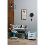 Creo Mobili Yüksek Konforlu Fonksiyonel Çalışma Masası + Sandalye + Keson - Ekru/Mavi - Sirius Delüx - 120x75