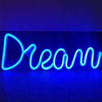 Creperture Dream Neon Tabela, 39 x 13,5 cm LED Duvar Dekoru Rüya Işığı Neon Gece Lambası USB ile Çalışan Harfler Levhalar, Yatak Odası, Ev, Bar, Mağaza, Düğün için Işık Dekorasyonu, Mavi