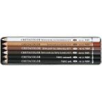Cretacolor Oil Pencil Drawing Set Karakalem Eskiz Çizim Seti Metal Kutu 6 Parça