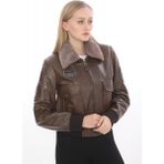 Crew Turk CAT3B (Koyu Kahve) Derı Kadın Pılot Montu - 2XL