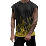 Crewneck yelek erkek sonbahar yaz yangın grafik egzersiz atletik Jogger Cami Tank Top yelek erkek 2025, S-664 Hardal Sarısı, XXL