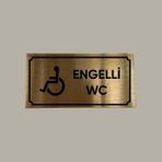CRF Reklam Promosyon Matbaa Gold Aluminyum Kapı Isimliği Engelli Wc Yazılı Arkası Yapışkanlı 10X20 cm - Gümüş