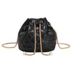 CRGANGZY Günlük Eşkenar Dörtgen Kova Çanta Kadın İpli Zincirli Crossbody Çanta (Siyah)