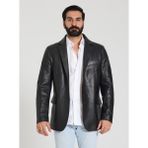 Cripp Erkek Siyah Blazer Deri Ceket - 56
