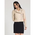 Cripp Kadın Biker Deri Ceket - 221-Bej - 44