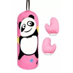 CRİSTAL Çocuk Boks Kum Torbası Eldiven Dahil 2-6 Yaş Panda Pembe