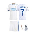 Cristiano Ronaldo Beyaz 2022 4 Lü Set Çocuk Futbol Forması Forma+Şort (çorap+bileklik) hediye 2022rrırmn