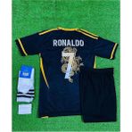 Cristiano Ronaldo Özel Dragon Tasarımlı Çocuk Forması 4'lü Set - 6 - 7 Yaş - Siyah