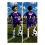 Cristiano Ronaldo Real Madrid 2017 Cardif Finali Mor Çocuk Forma Takımı 4 Parça Çorap+Bileklik Hediye