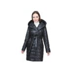 Cristina Kadın Siyah Şişme Mont Kapüşonlu Uzun Kol Slim Fit Tasarımıyla Soğuk Havalara Uygun - 40