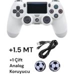 Crk Tech Playstation 4 Dualshock Yeni Nesil V2 Gamepad + 1.5 mt Şarj Kablo + 1 Çift Analog Başlığı - Beyaz