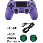 Crk Tech Playstation 4 Dualshock Yeni Nesil V2 Gamepad + 1.5 mt Şarj Kablo + 1 Çift Analog Başlığı - Mor