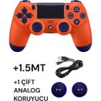 Crk Tech Playstation 4 Dualshock Yeni Nesil V2 Gamepad + 1.5 mt Şarj Kablo + 1 Çift Analog Başlığı - Turuncu