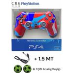Crk Tech Playstation 4 Dualshock Yeni Nesil V2 Yenilenmiş Gamepad + 1.5 mt Şarj Kablo + 1 Çift Analog Başlığı - Çok Renkli
