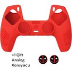 Crk Tech Ps5 Dualsense Için Premium Silikon Kılıf & 1 Çift Analog Koruyucu Set Kırmızı – Oyuncu Serisi Ultra Kalite - Bordo