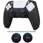 Crk Tech Ps5 Dualsense Için Premium Silikon Kılıf & 1 Çift Analog Koruyucu Set Siyah – Oyuncu Serisi Ultra Kalite
