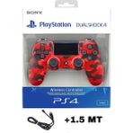 Crk Teknoloji Playstation Dualshock 4 V2 Uyumlu Ps4 Oyun Kolu Yenilenmiş Pc + Ps4 (1.5mt Şarj Kablosu) - Kırmızı Kamuflaj