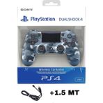 Crk Teknoloji Playstation Dualshock 4 V2 Uyumlu Ps4 Oyun Kolu Yenilenmiş Pc + Ps4 (1.5mt Şarj Kablosu) - Mavi Kamuflaj