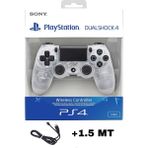 Crk Teknoloji Playstation Dualshock 4 V2 Uyumlu Ps4 Oyun Kolu Yenilenmiş Pc + Ps4 (1.5mt Şarj Kablosu) - Seffaf - Beyaz