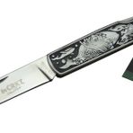 CRKT CR 0102 Kamp Çakı 20 cm - Balık Desenli Metal Sap, Kılıflı, Kutulu