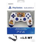 Crktech Playstation Dualshock 4 Uyumlu V2 Yenilenmiş Ps4 Oyun Kolu Desenli Pc + Ps4 ( 1.5mt Şarj Kablosu) - Beyaz - Mavi