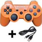 Crktech Ps3 Dualshock Gamepad Yeni Nesil Kol Controller Oyun Kolu Pc + Ps3 + 1.5 mt Şarj Kablosu - Turuncu