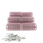 Croc 1202 Pembe Cırtlı 6'lı Çap 3.5 cm Bigudi ve 12'li Alüminyum Saç Pensi