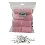 Croc 1207 Pembe Cırtlı Sünger Bigudi 8'li Çap 4 cm + 12'li Alüminyum Saç Pensi