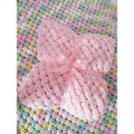 Crochet Design Örgü Bebek Battaniyesi Kadife Battaniye Puffy Soft Battaniye Yenidoğan Battaniye - Pembe