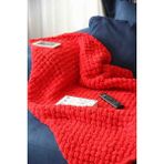 Crochet Design Örgü Tv Battaniyesi - 100 x 125 cm - Koyu Kırmızı