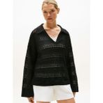 Crochet Rlx Ls Polo Swt Kadın Siyah Kazak - WW0WW46524