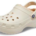 Crocs Classic Platform Lined Clog W Sandalet, Bone, 39-40