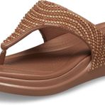 Crocs Kadın Boca Bling Flip Wedge Platform Sandalet, Bronz, 10