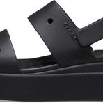 Crocs Kadın Brooklyn 4u Düşük Takozlu Sandalet, Siyah, 6