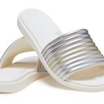 Crocs Kadın Miami Slide Sandalet, Metalik Tebeşir, 39-40 EU