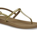 Crocs Kadın Miami Tanga Sandalet Düz, Sepya Metalik, 38-39 EU
