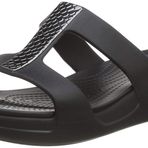 Crocs Monterey Metallic Wedge kadın sandaleti, Siyah Koyu Kömür Siyah 0 gq, 39/40 EU