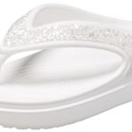 Crocs Sloane Süslenmiş Kama Parmak Arası Terlik | Kadın Sandalet, Beyaz Glitter, 38-39 EU