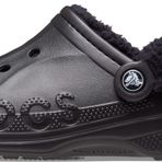 Crocs Unisex Baya Lined Fuzz Strap Clog Sandalet, Black/Black, 39-40