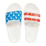 Crocs Unisex Yetişkin Klasik Grafik Slayt Sandalet, Beyaz/Mavi, 4 Women/2 Men