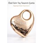 CROCUS DESIGN Kalp model gold mika büyük boy çanta