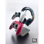 Crodle Gri Granit Ahşap Ve Siyah Metal Gaming Ps4 Ps5 Xbox Joystick Controller Tutucu Ve Kulaklık Dikey Standı