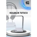 Crodle Mat Siyah Kaymaz Beyaz Tabanlı Askı Aparatlı Stant Kulaküstü Gaming Oyuncu Kulaklık Tutucu Standı