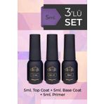 CROJE KALICI OJE Kalıcı Oje Protez Tırnak Top Coat, Pro Rubber Base Coat, Primer 3lü Set