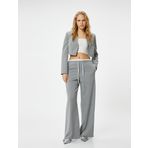 Crop Blazer Ceket Fleto Cepli Viskon Karışımlı