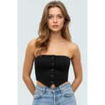 Crop Bluz İnce Askılı Straplez Dokuma Kumaş Bodycon Konforlu Kesim Günlük Kullanım İçin
