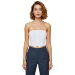 Crop Bluz İnce Askılı Straplez Dokuma Kumaş Bodycon Konforlu Kesim Günlük Kullanım İçin_Beyaz-42