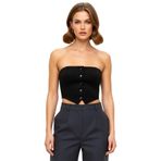 Crop Bluz İnce Askılı Straplez Dokuma Kumaş Bodycon Konforlu Kesim Günlük Kullanım İçin_Siyah-34