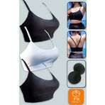 Crop Siyah - Beyaz Yarım Atlet Pedli Spor Sütyen (KAPLI)