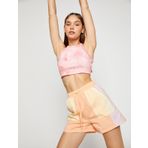 Crop Sporcu Tişört Batik Görünümlü Halter Yaka Pamuklu